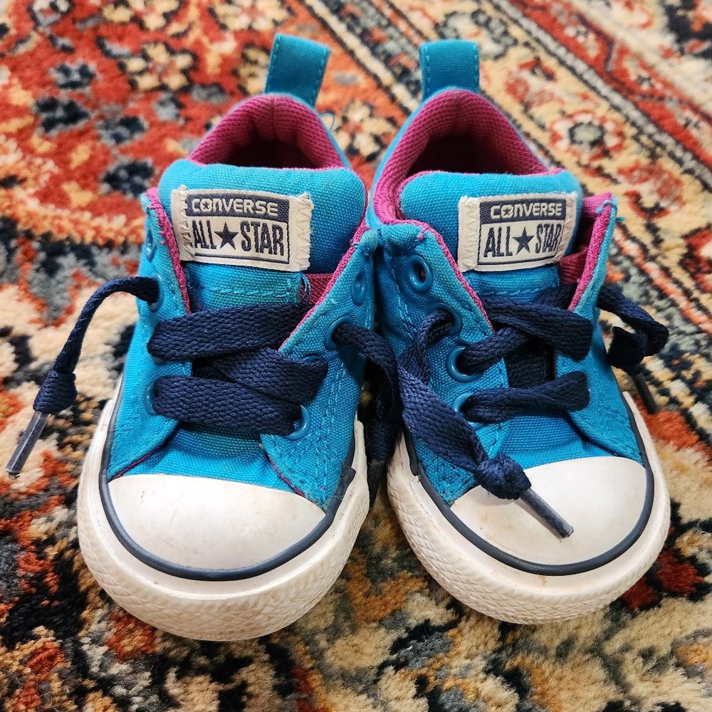 Converse All-Star Baby Shoes Blue/Pink Slip On Size 4